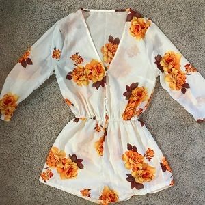White Floral Romper